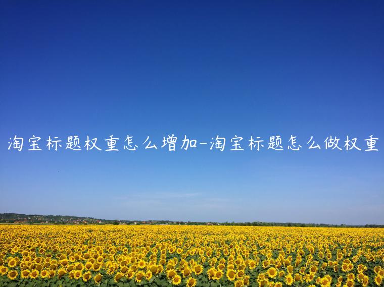 淘宝标题权重如何增加-淘宝标题如何做权重