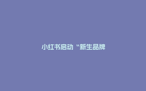 小红书启动“新生品牌扶持计划”