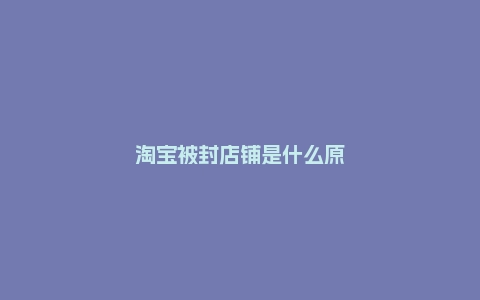 淘宝被封店铺是什么原因？多久恢复？