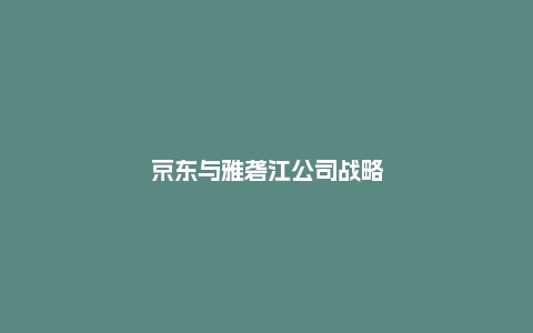 京东与雅砻江公司战略合作 共建新能源生态体系